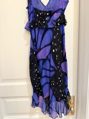 Rat & Boa Purple and Black Ruffle Maxi Dress